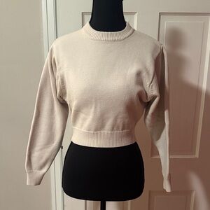 Zara Cropped Cream Color Small Sweater